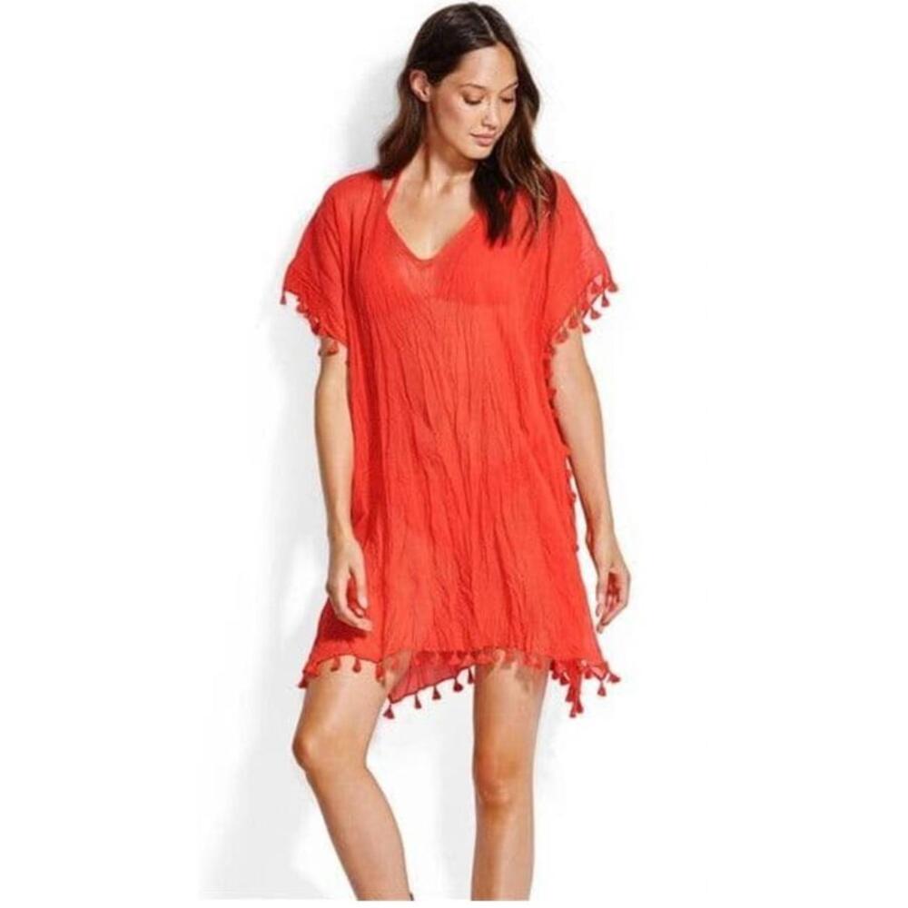 Seafolly Amnesia Kaftan - Cover Up Well Red O/S NEW #W